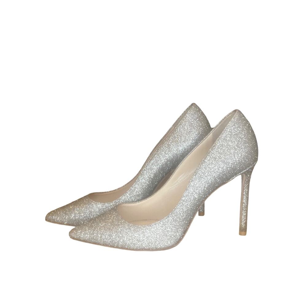 Jimmy CHOO Silver Heels Romy 100 Dust Glitter Platinum Pumps Size: 9